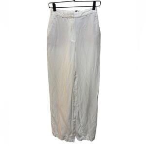 Zara Off-White Shiny Straight Leg Linen Trouser Pants Size XS